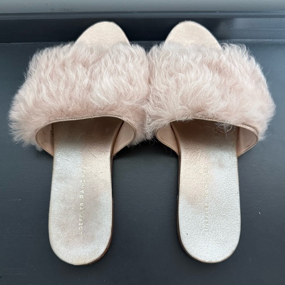 Loeffler Randall pink Mongolian shearling fur slide flat sandals – size 9 - Picture 7 of 7